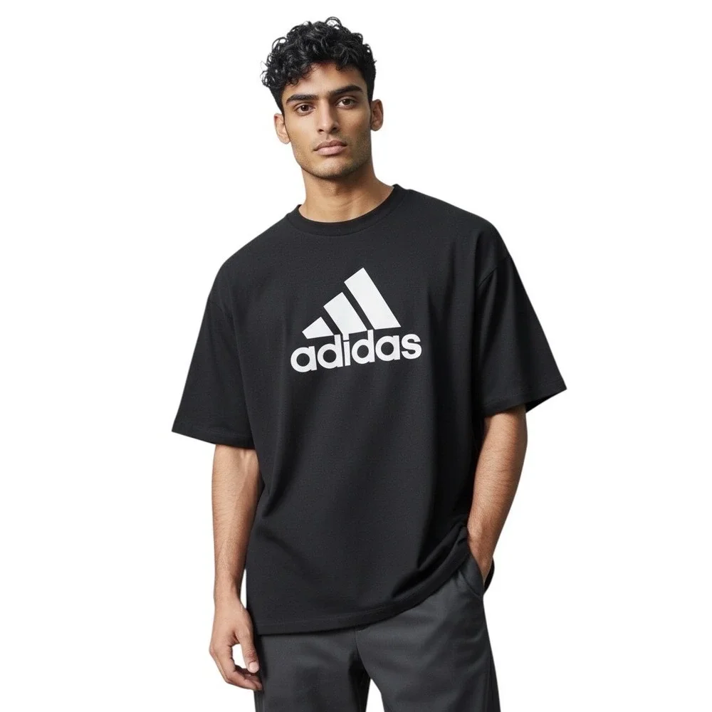 Adidas Golf Shirt Mens 3XL Black Short Sleeve Big Logo Graphic Cotton T-Shirt